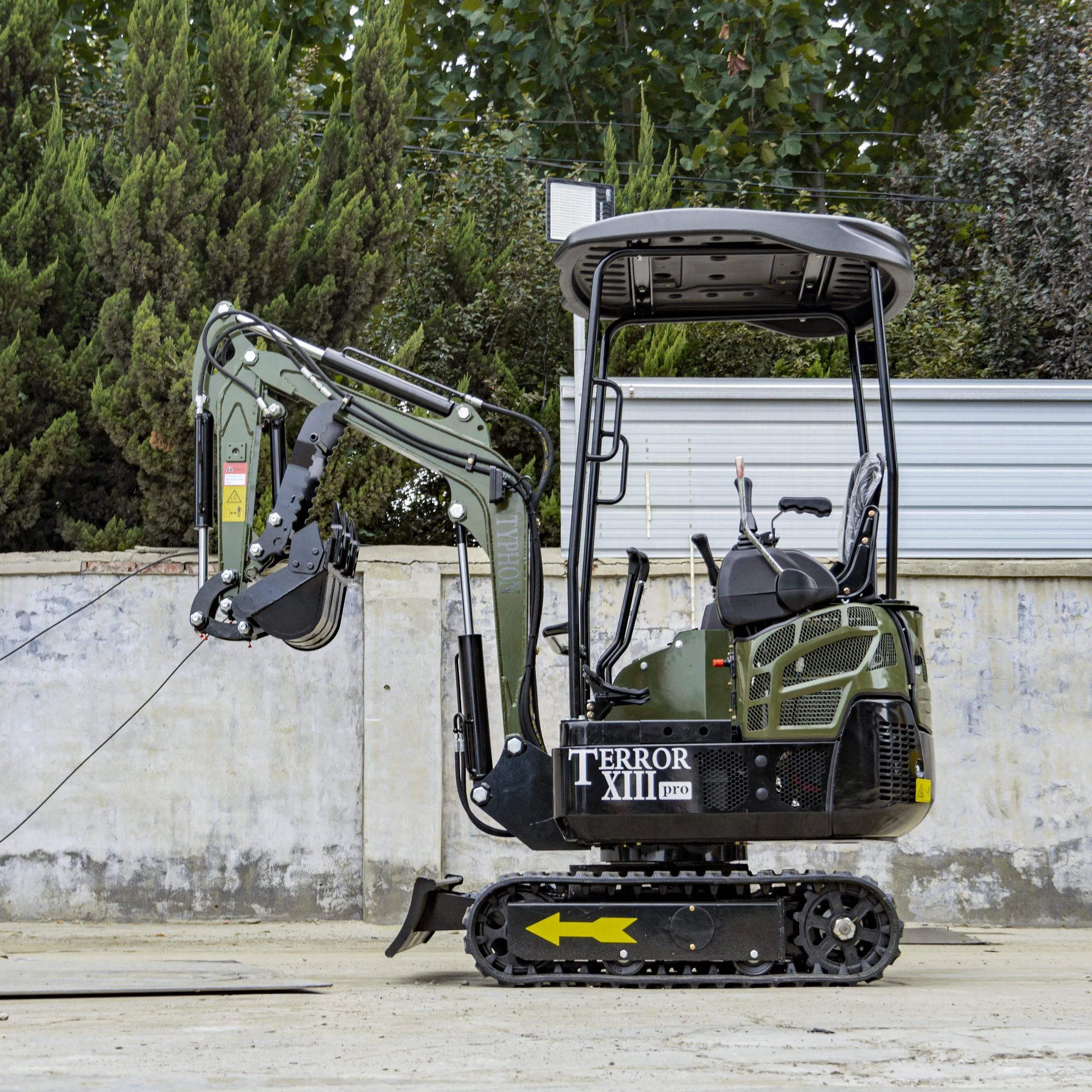 TYPHON TERROR XIII PRO STORM Mini Excavator – 1.3 Ton Trench Digger with Canopy, Hydraulic Thumb Clip, 22.1hp Honda Engine USA